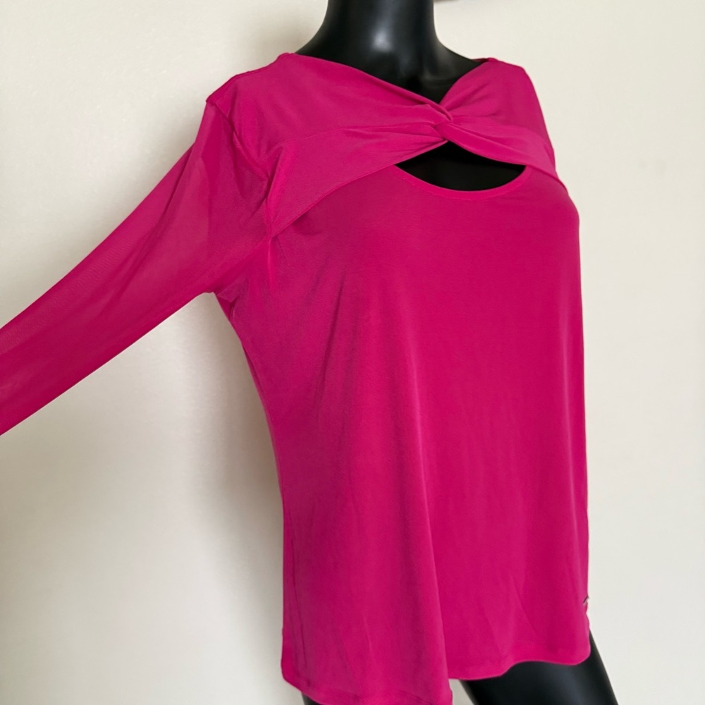 Calvin Klein Vibrant Pink Twist Blouse - Picture 6 of 12